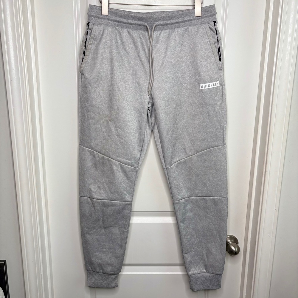 Hurley Mens Heather Grey Jogger Sweatpants Fleece Lined HFA24VMB-15811 Medium